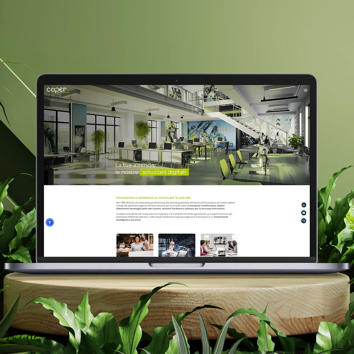 Sito web sostenibile Coper ospitato su server alimentati da energia rinnovabile